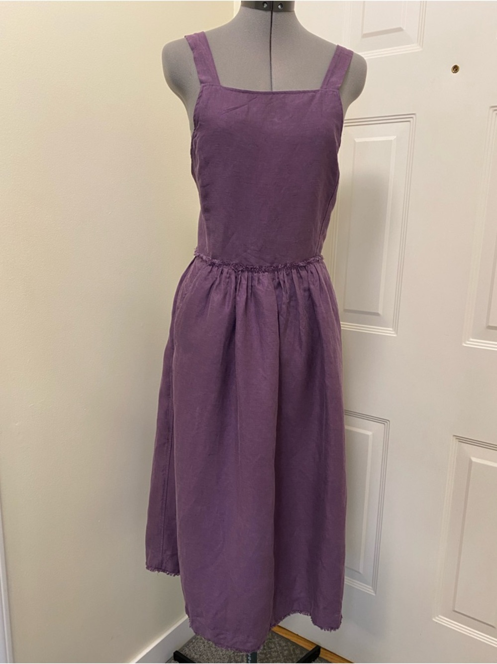 Aritzia Wilfred Purple Linen Midi Pinafore Jumper Women’s Dress size 6